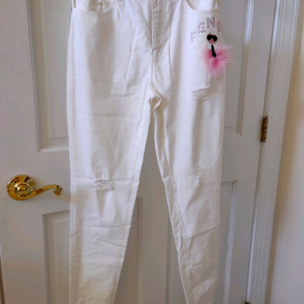 Authentic Fendi White Cotton Pants